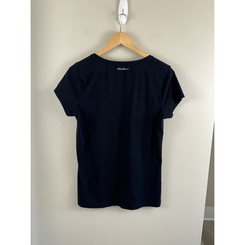 Eddie Bauer Womens T-Shirt Top Size Medium Black Scoop‎ Neck Short Sleeves - Picture 4 of 7